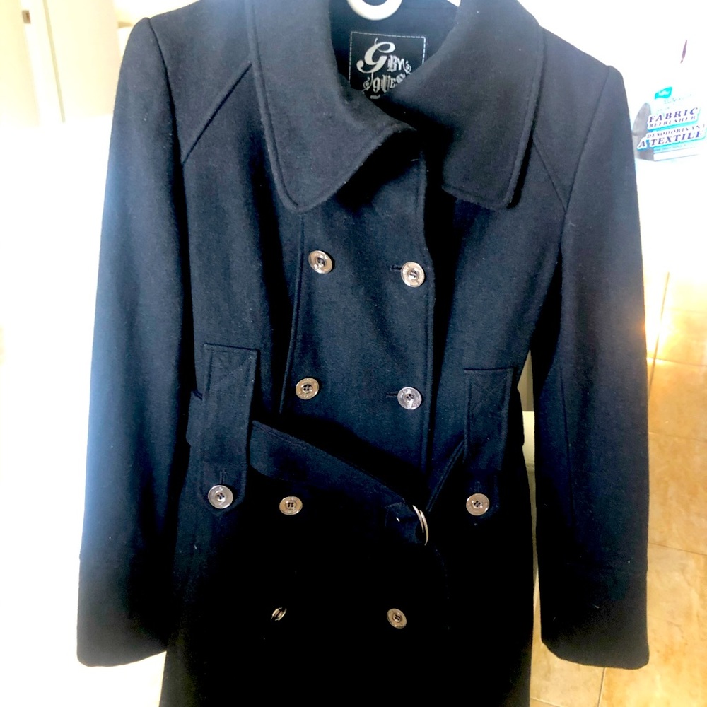 Double Breasted Belted Trench Coat Black, small size.